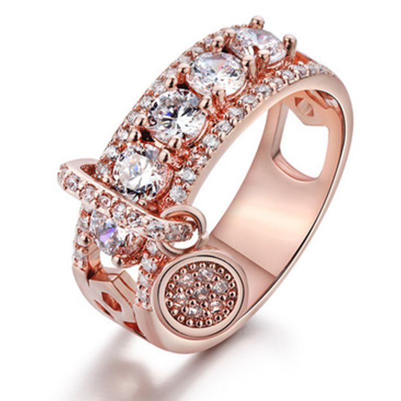 White Zircon Rose Gold Filled Wedding Rings For Women Fashion - shopwomanstore