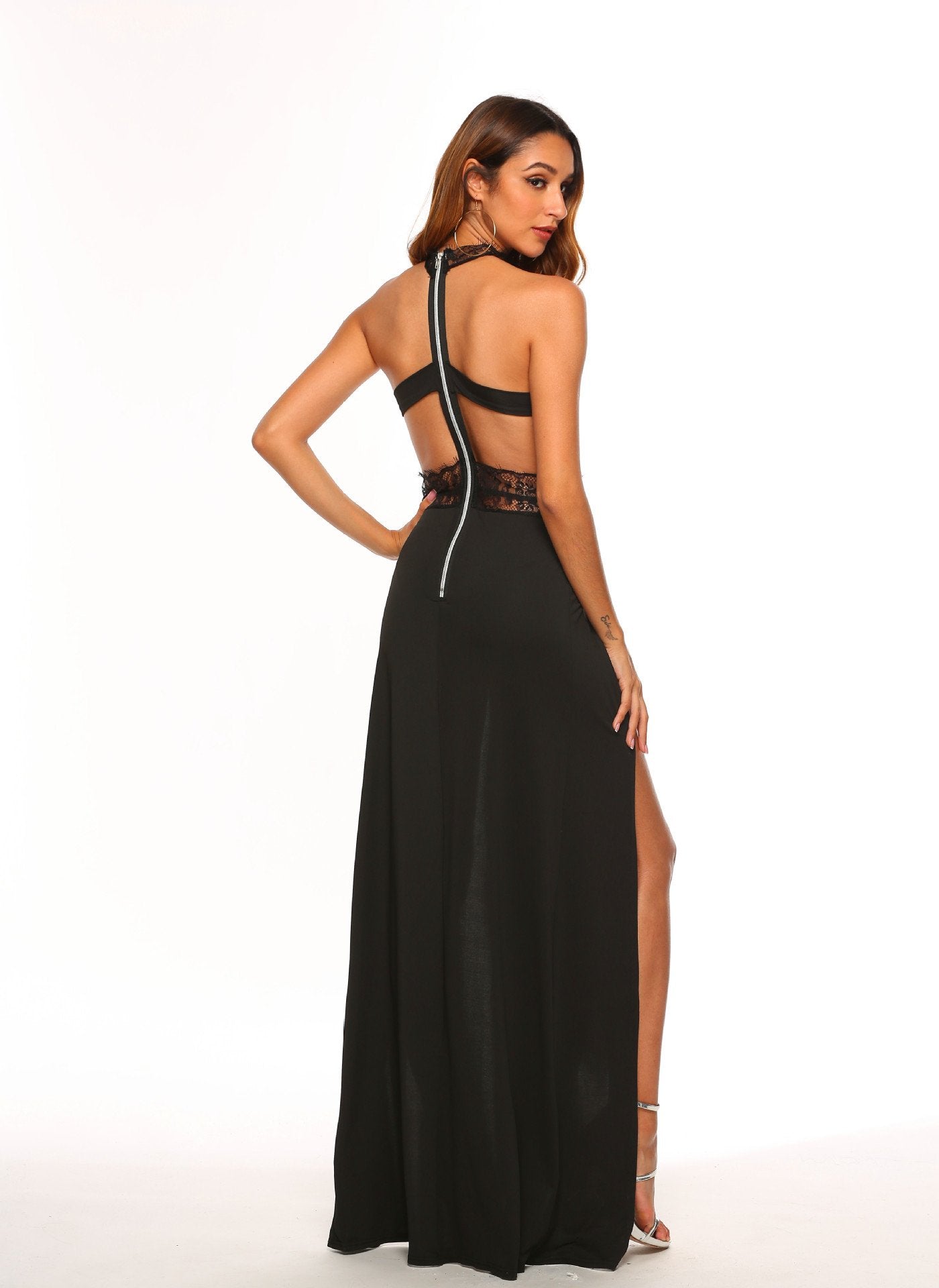 Ladies Sleeveless Black Party Wear Gown - shopwomanstore