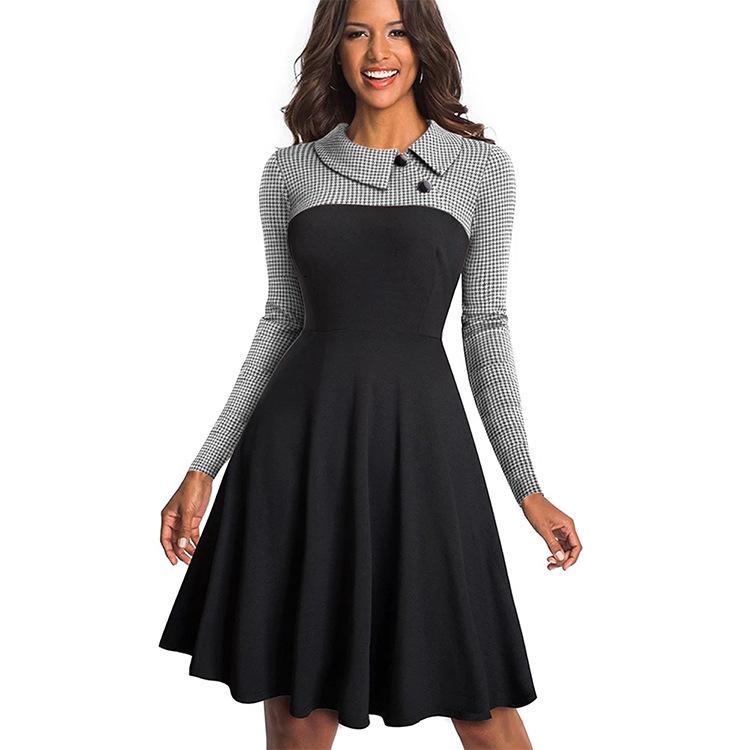 Flare Swing Skater Business Office Work Casual Dress - shopwomanstore