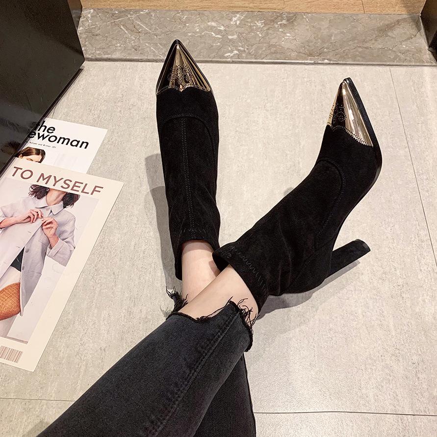 Sexy Ankle Boots Lapel Front Open Stilettos - shopwomanstore