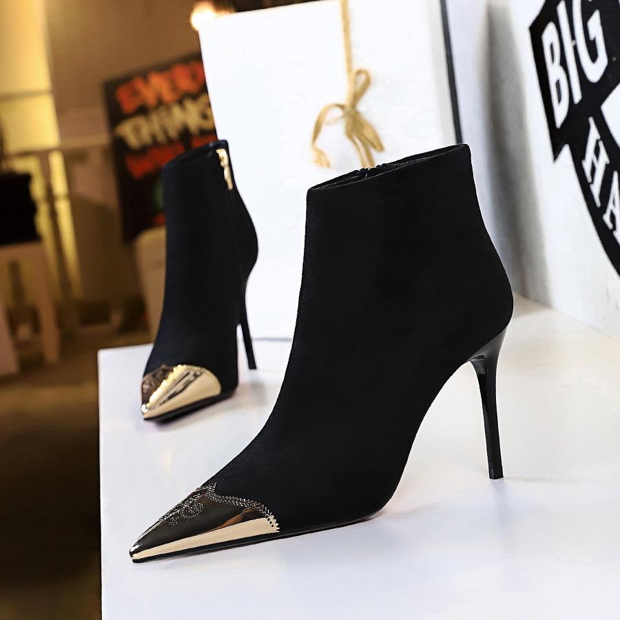 Sexy Ankle Boots Lapel Front Open Stilettos - shopwomanstore