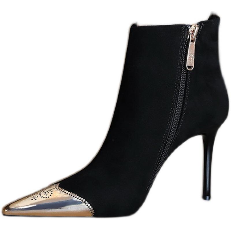 Sexy Ankle Boots Lapel Front Open Stilettos - shopwomanstore