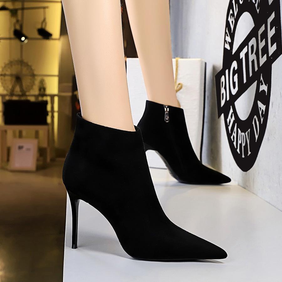 Sexy Ankle Boots Lapel Front Open Stilettos - shopwomanstore