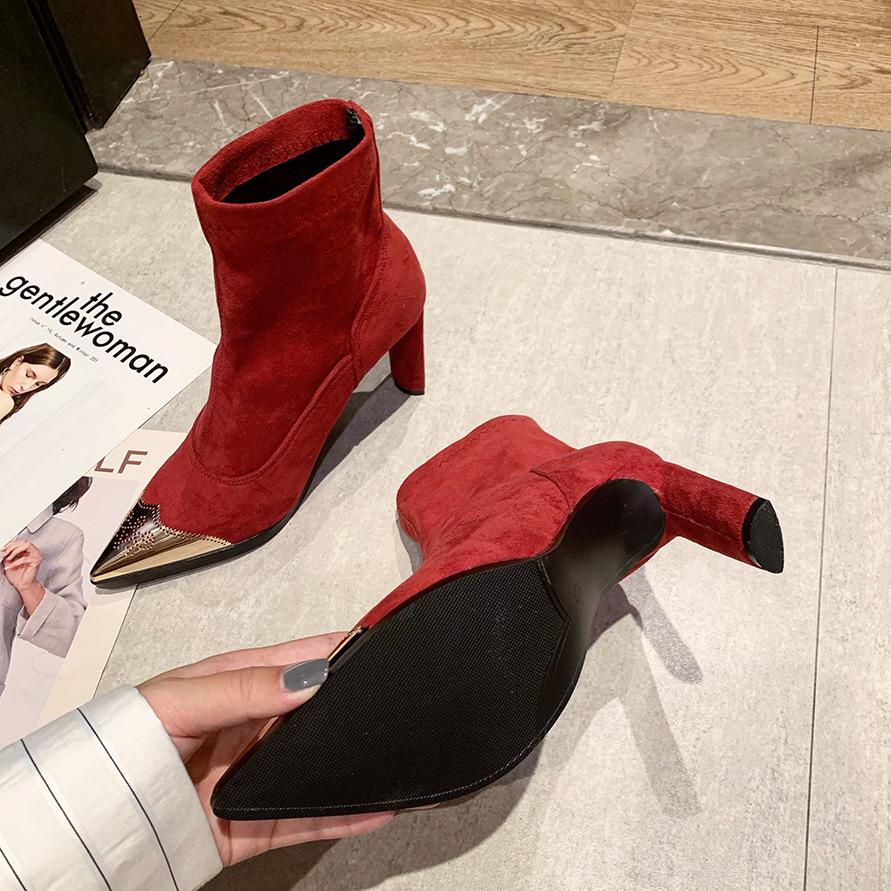 Sexy Ankle Boots Lapel Front Open Stilettos - shopwomanstore