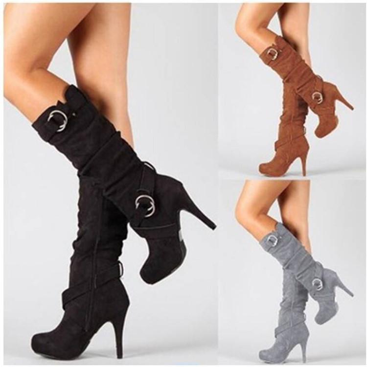 Women's Winter Elegant Suede Warm Soft High Heel Tall Boots - shopwomanstore