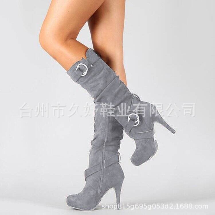 Women's Winter Elegant Suede Warm Soft High Heel Tall Boots - shopwomanstore