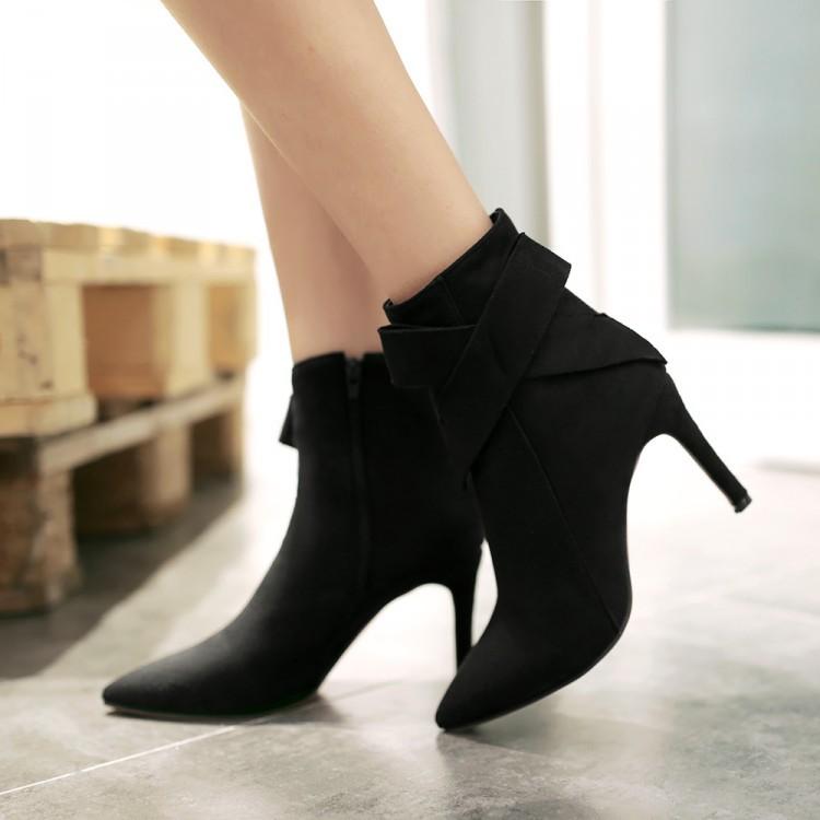 Women's Lace up Boots Pointy Toe  Heel Bootieses - shopwomanstore