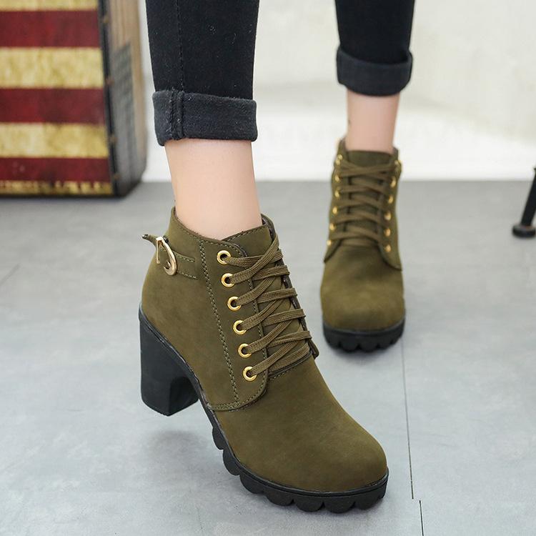 Women's Fashion Leather Boots Used High Heel Platform Winter - shopwomanstore