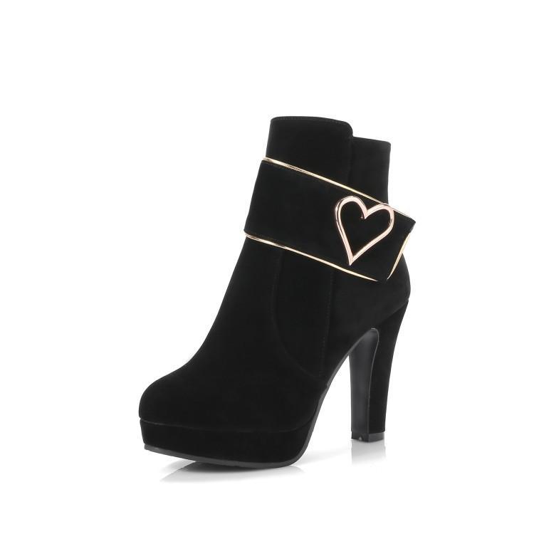 High Women Boots  heart CHUNKY HEEL - shopwomanstore