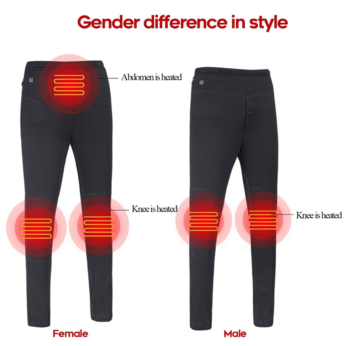 Women Men Winter Outdoor Hiking Heating Trousers Slim USB Charging